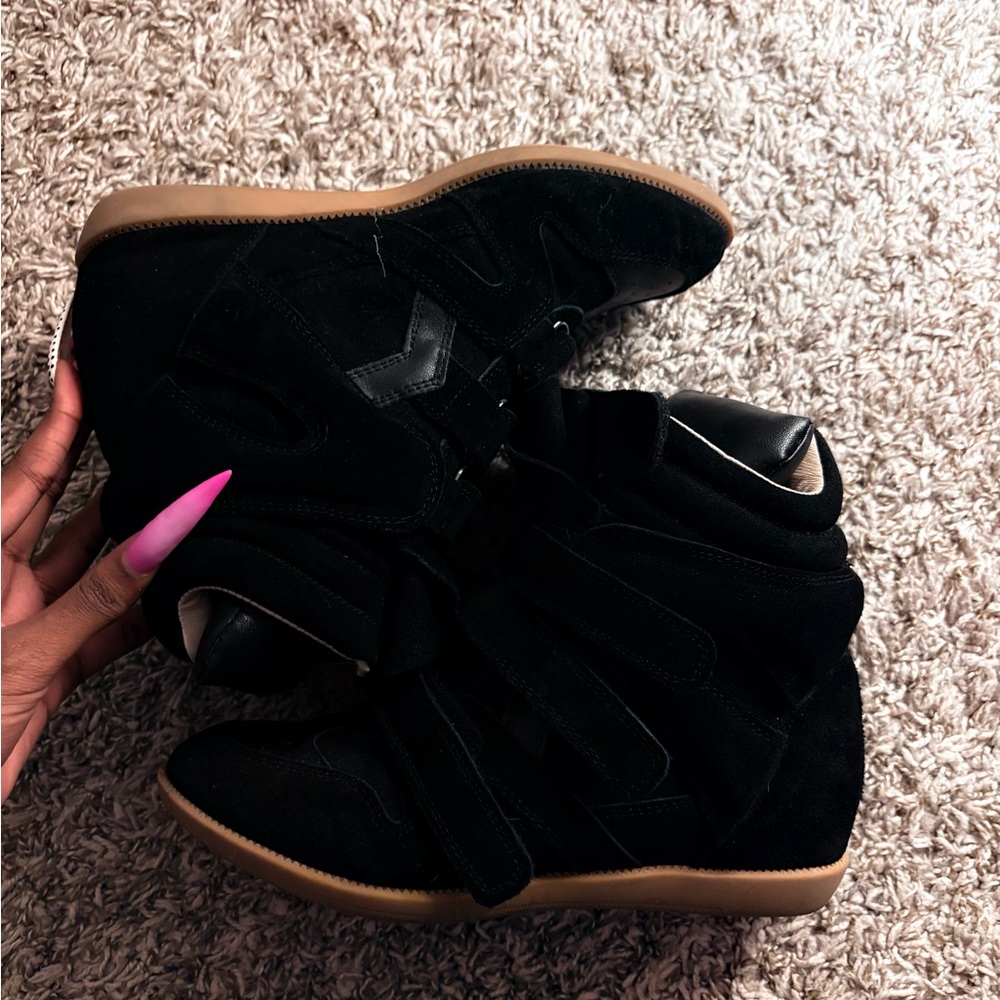 Stylish Isabel Marant Wedge Sneakers Black High-Tops